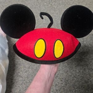 Disney Red & Black Mickey Mouse Ears Hat with Yellow Buttons
